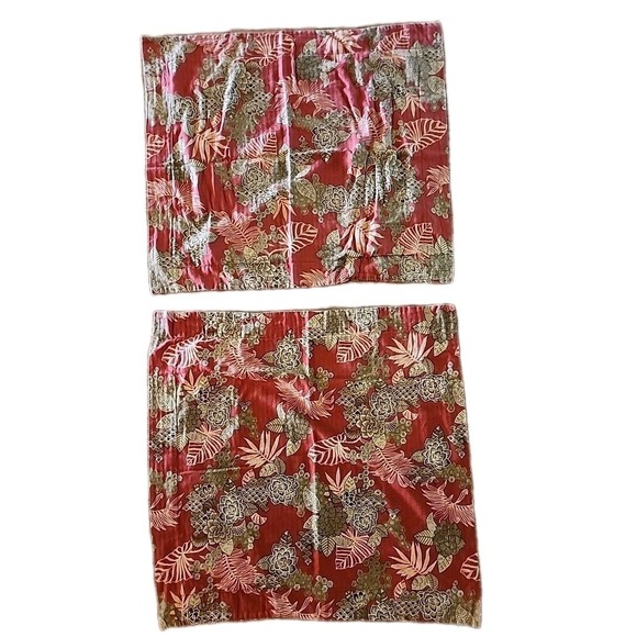 TOMMY BAHAMA 2 PILLOW SHAMS 27x31 + 30x31 TROPICAL COASTAL PALMS Red Gold Batik - Picture 1 of 15